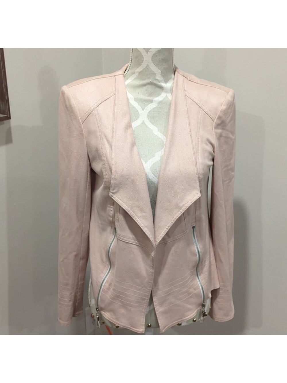 Vex Collection Pink Faux Suede open Jacket
